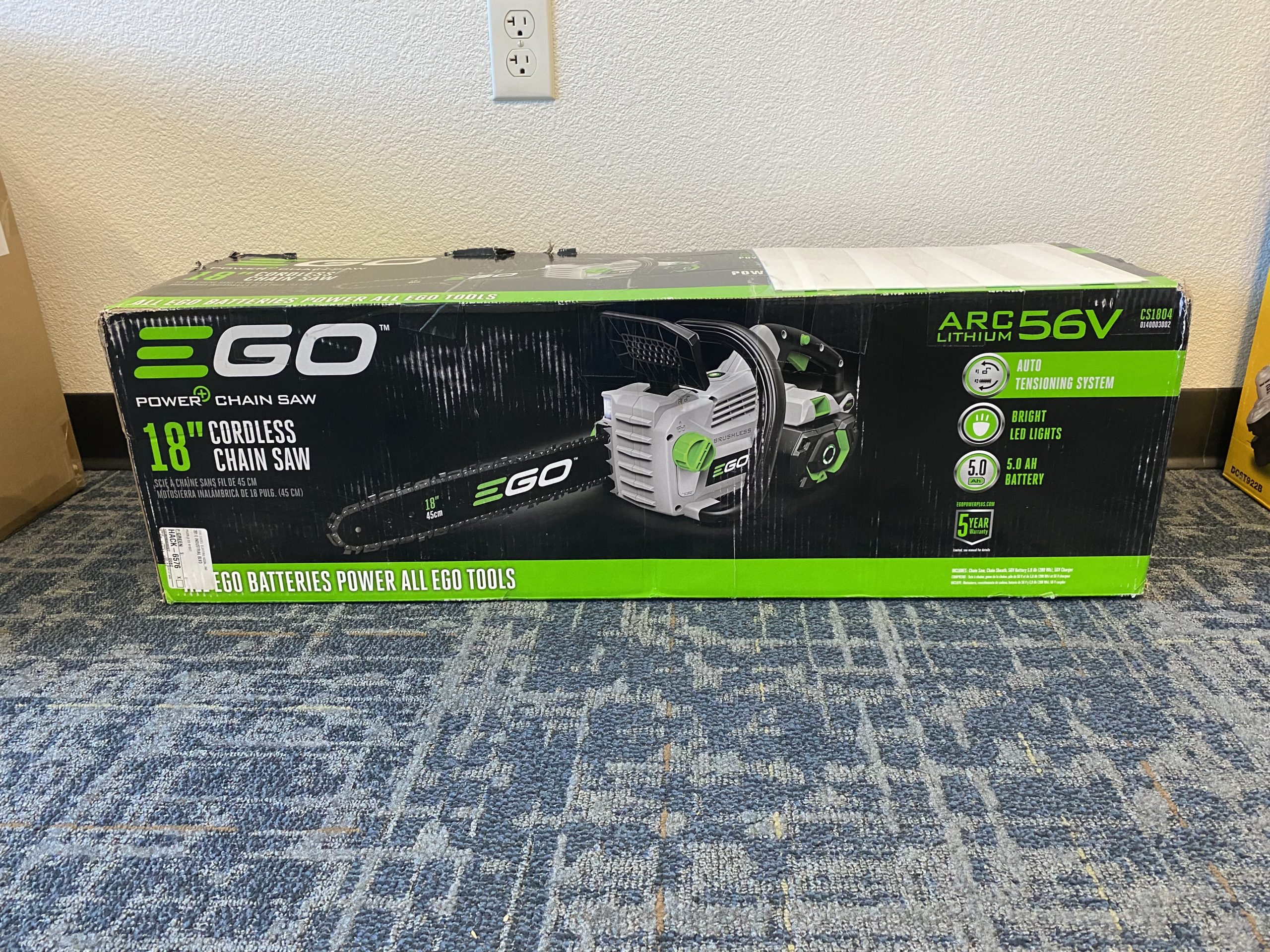 EGO 18" cordless electric chainsaw donated from Tri-State Generation & Transmission.